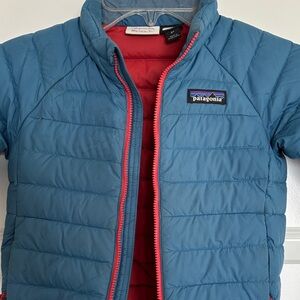 Patagonia Baby Down Sweater Jacket. Blue and red. Size 2t